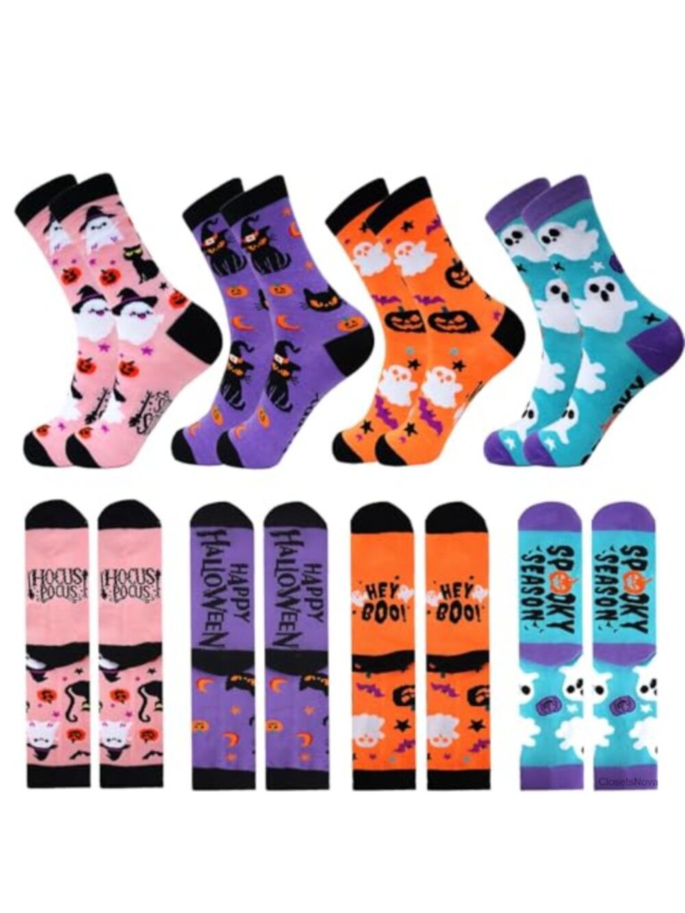 Halloween Novelty Crew Socks 4-Pack Cotton Blend